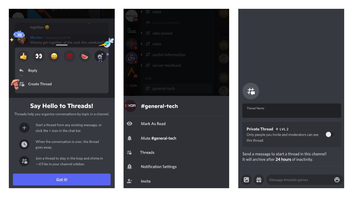 Discord now allows creating and browsing Threads under channels on Android