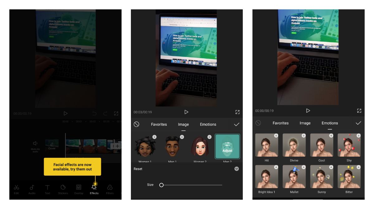 CapCut by Bytedance got facial effects and optimised previews