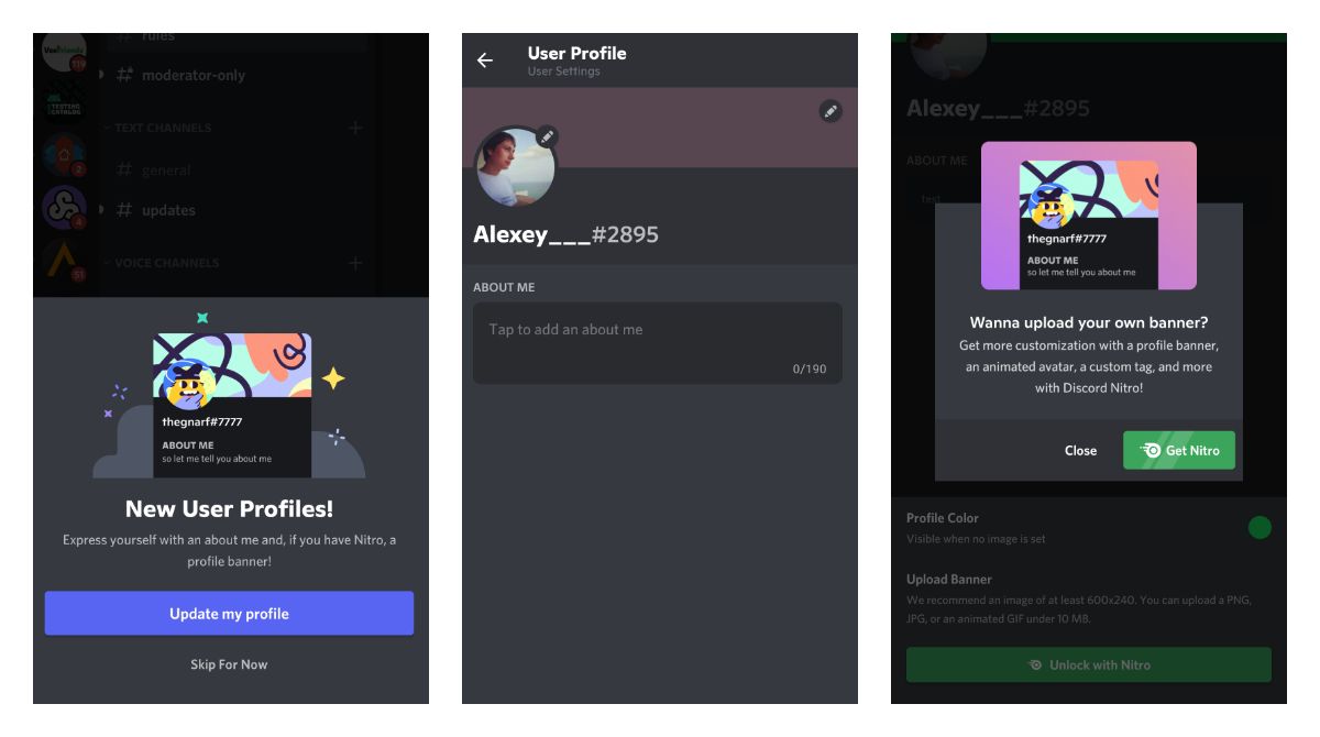 Discord pushed new profile customisations to more users on Android
