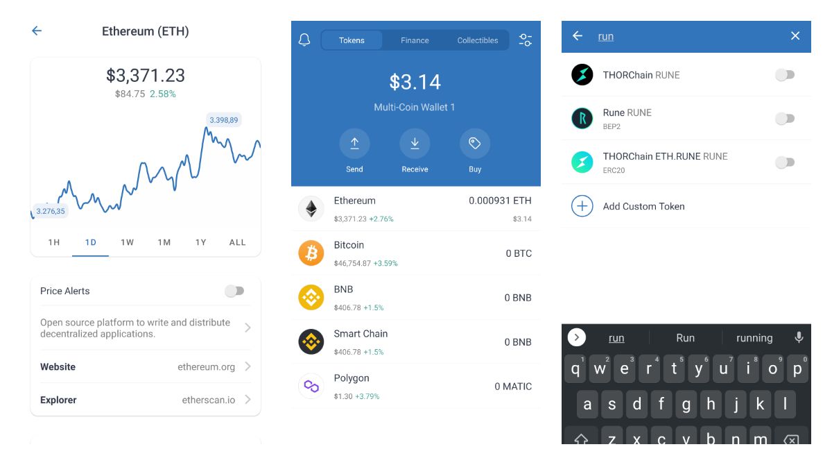 Trust Wallet got a minor chart UI update along with Polygon and RUNE support