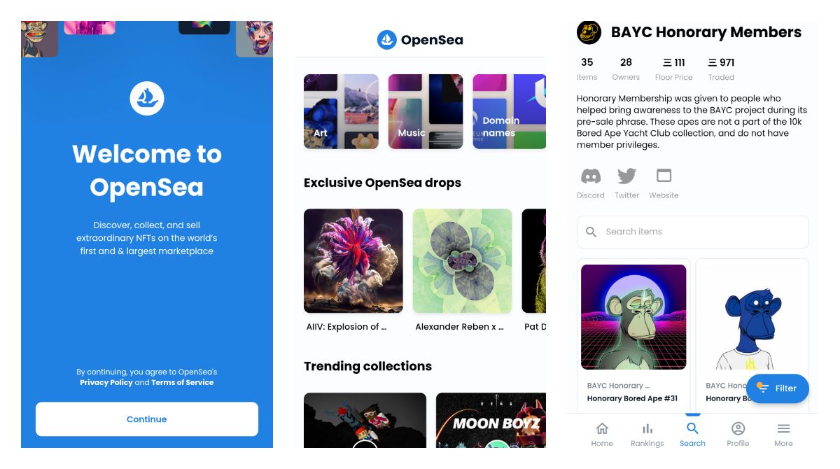 OpenSea launched its own mobile app to help you exploring and buying NFTs