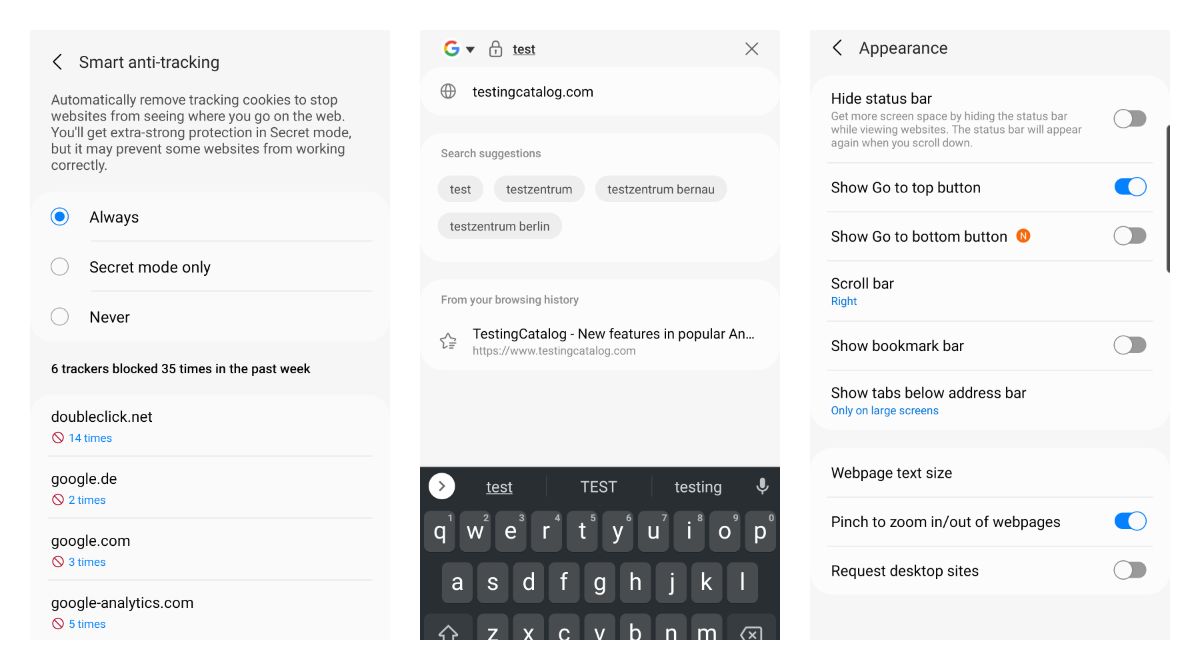 Samsung Internet beta now can block tracking pixels and shows enhanced search suggestions