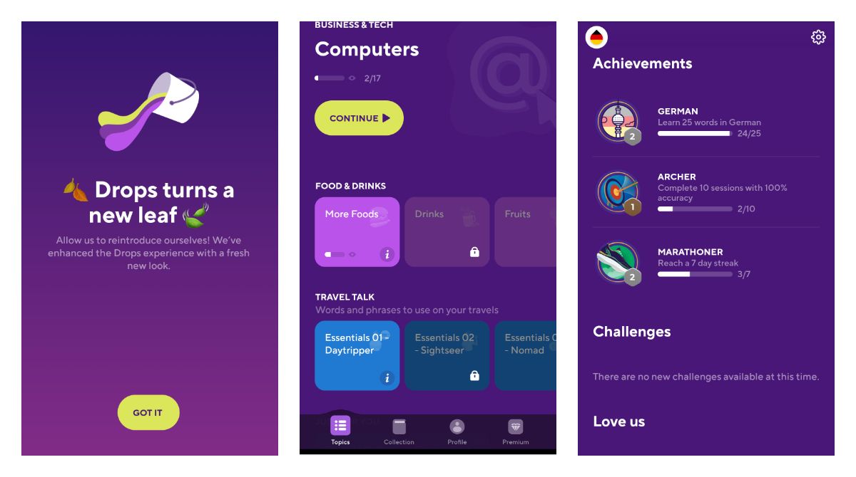 Drops got a new look, colors and more animations on the UI