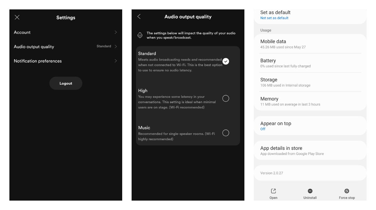 Spotify Greenroom now has output audio quality settings