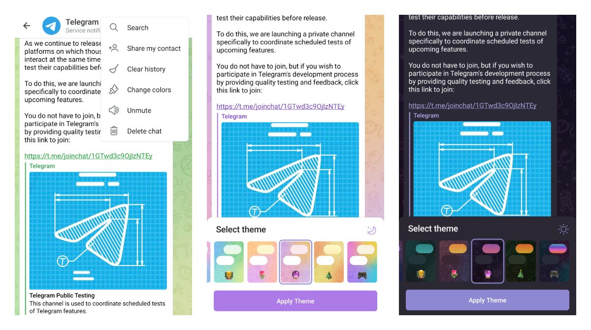 Telegram beta 8.0.1 allows seeing message viewers in a group and preparing to add chat specific themes