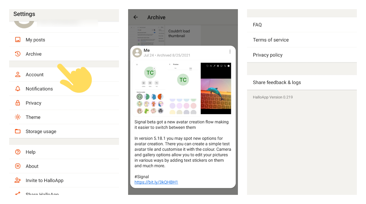 HalloApp introduced a post archive section to show your content from the past