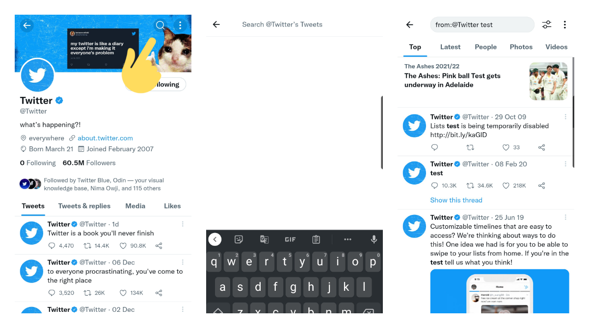 Twitter now allows searching through individual accounts to all users