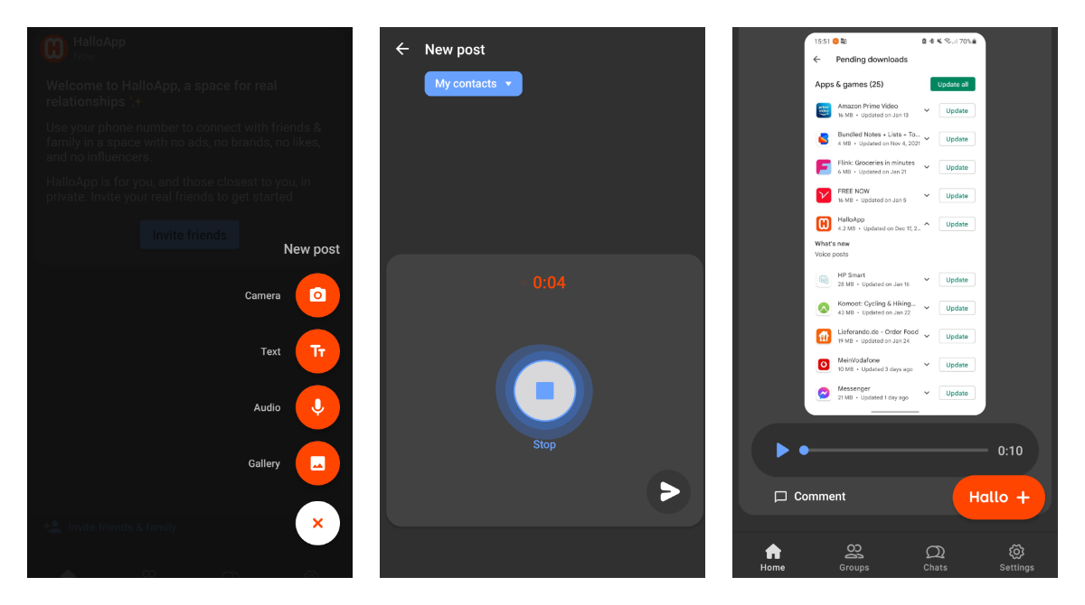 HalloApp now supports voice posts on Android