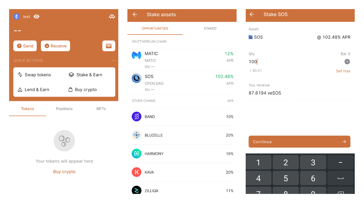 Now you can stake your SOS tokens with a Frontier wallet
