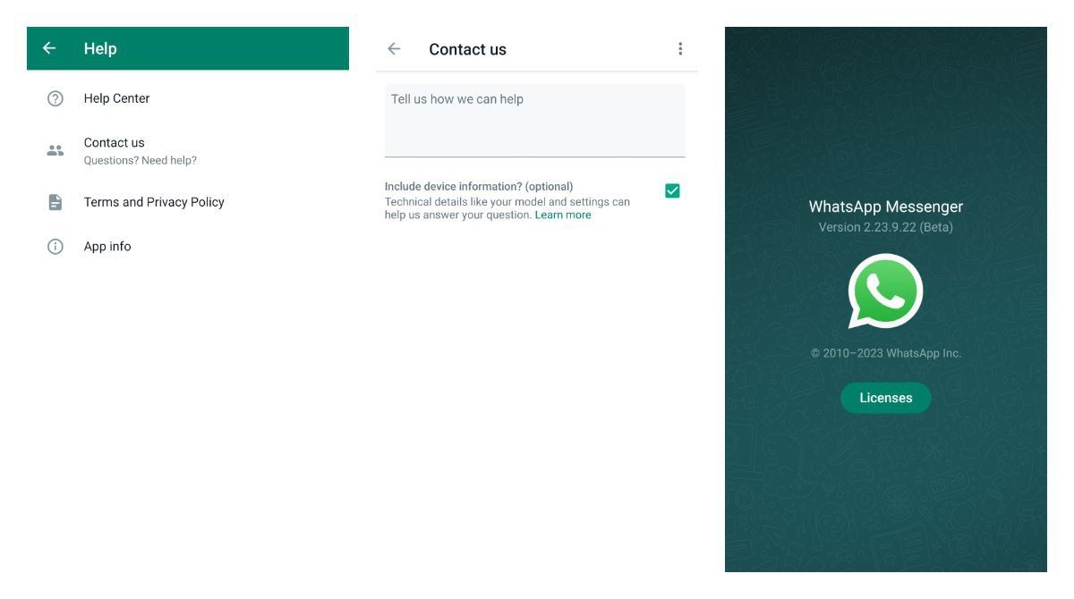 Bug reporting & feedback form on WhatsApp for Android