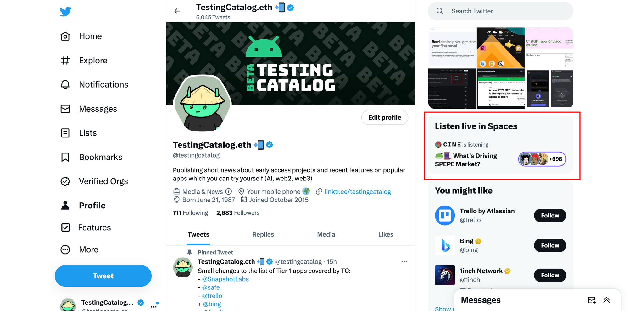 Twitter for Web introduces Live Spaces widget, Drafts link, and improved Lists access