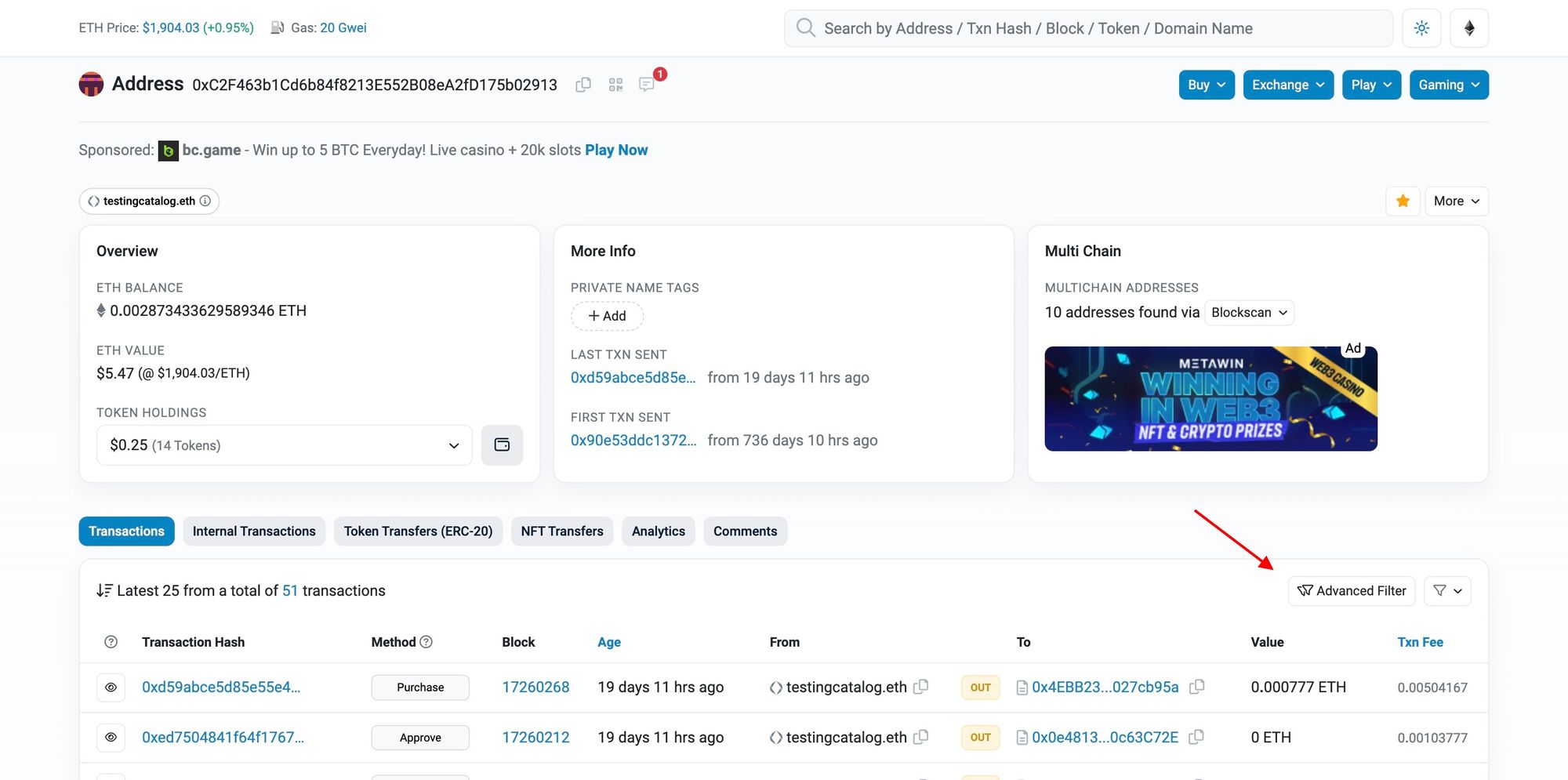 Etherscan rolled out Advanced Filtering in beta for enhanced transaction search