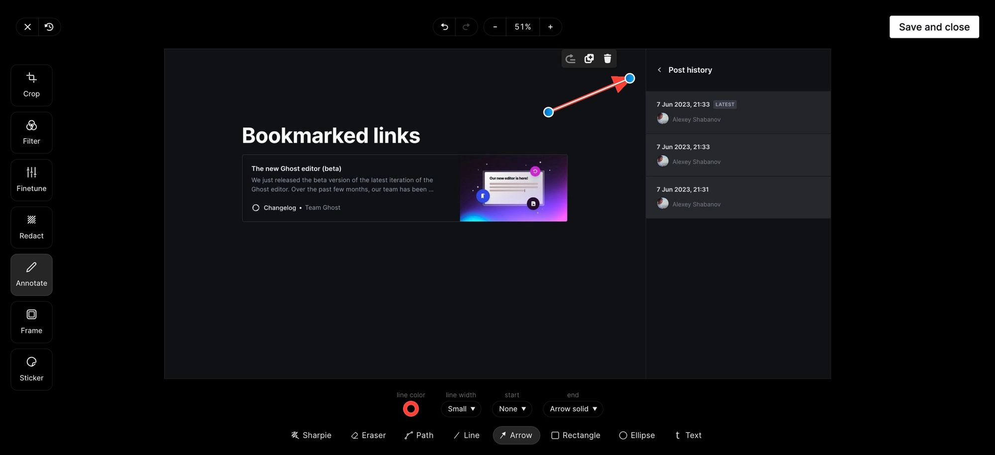 Ghost.io rolled out a new editor  featuring image editing, edition history, and Chrome bookmarker extension