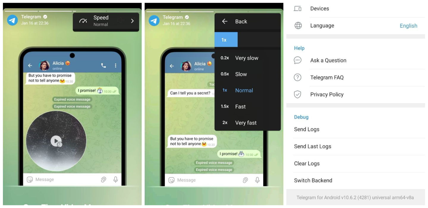 Telegram Beta for Android now allows video speed control in stories