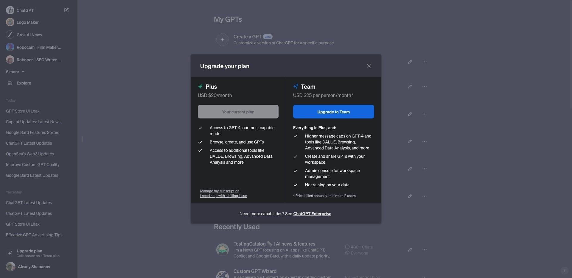 ChatGPT's Team plan rolled out along with a support form for GPTs