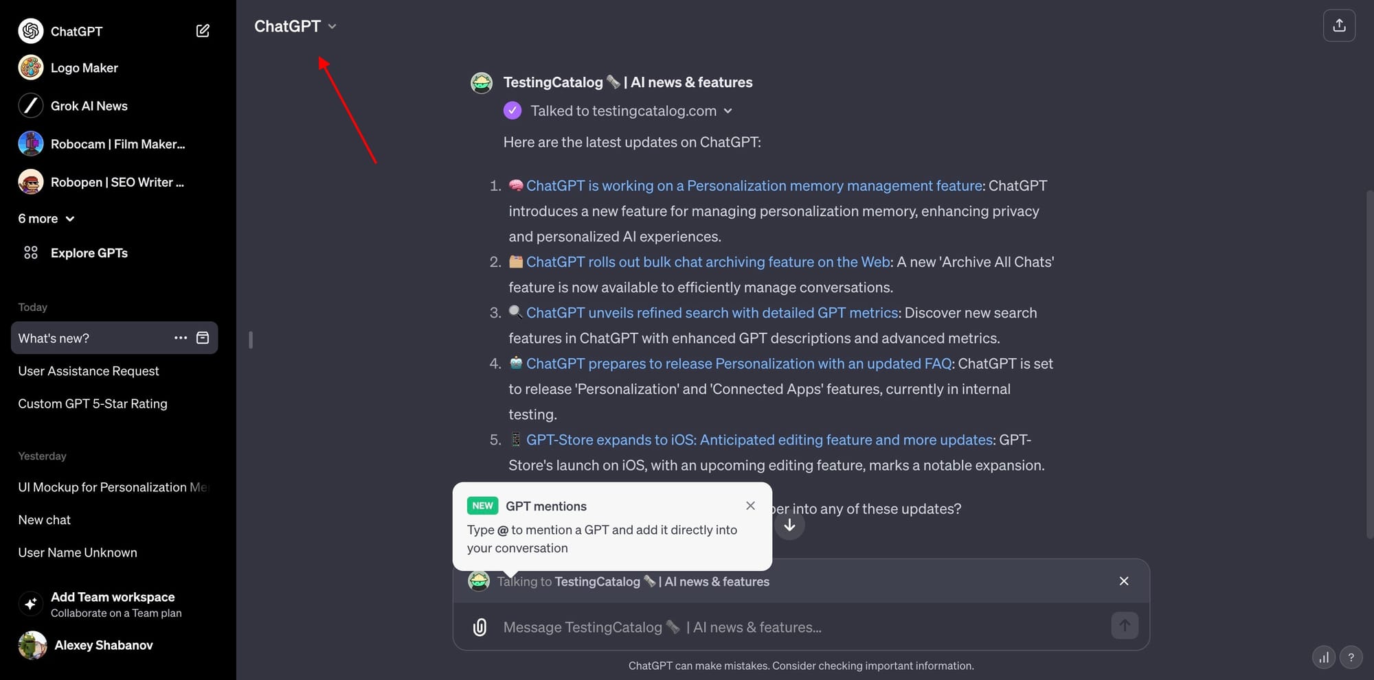 [Update: Rolling Out] ChatGPT will soon let you talk with many custom GPTs at once