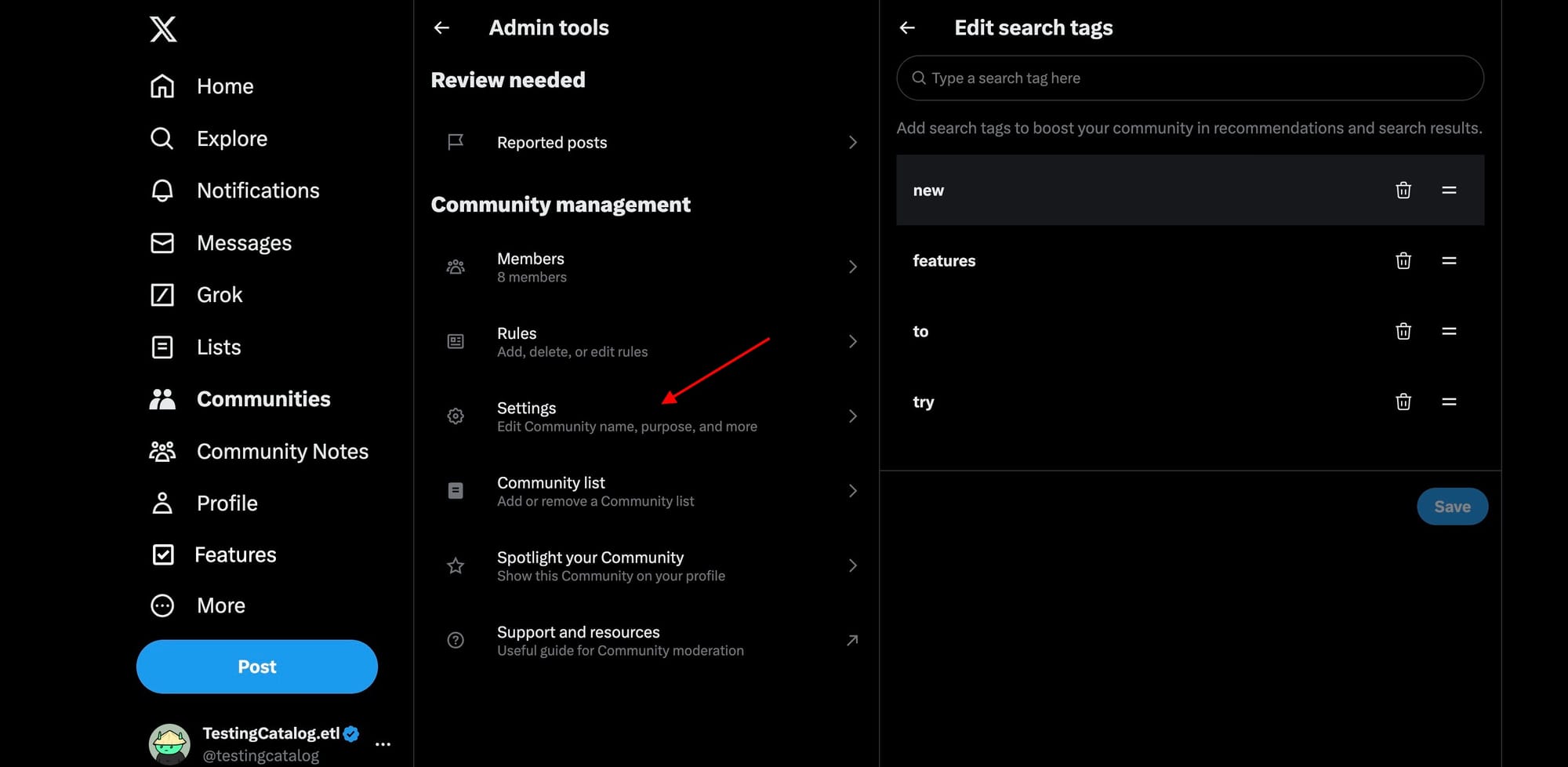Now you can set search tags for X communities on the web