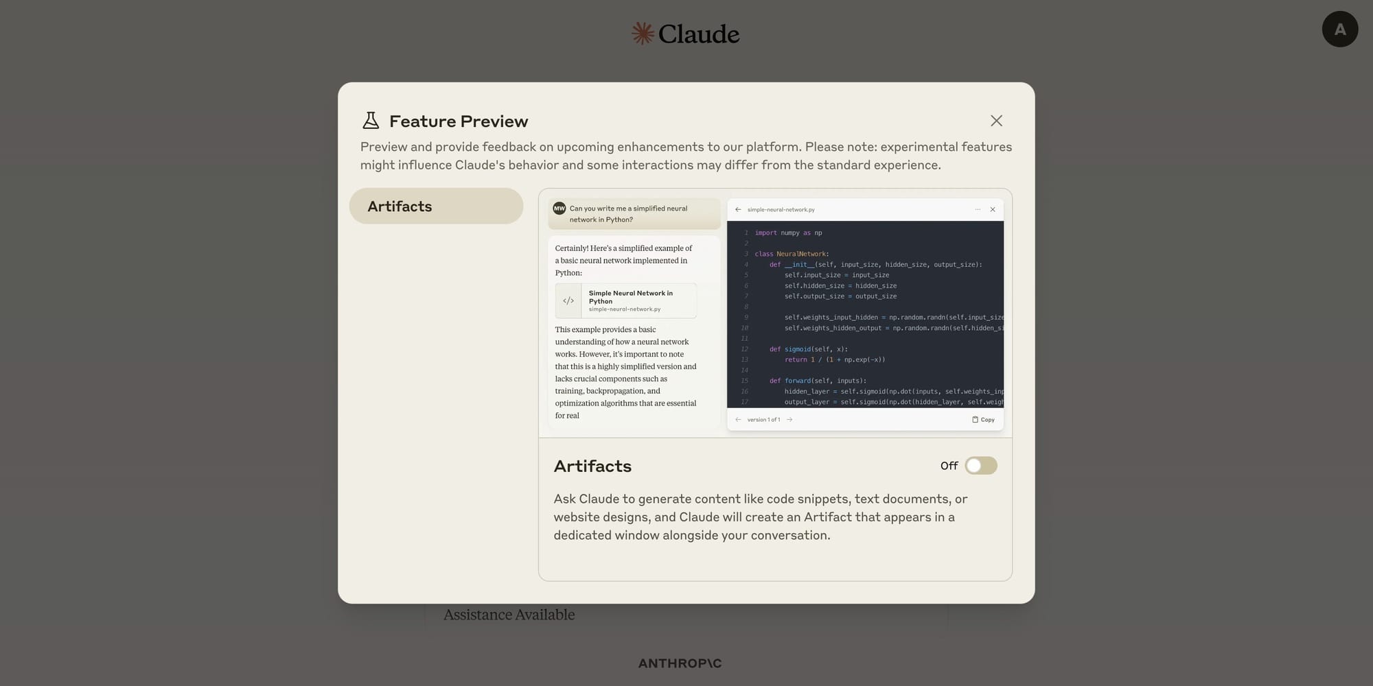 Artifacts on Claude