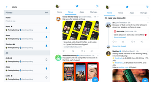 Twitter's latest alpha and beta updates add quick access to lists from the home page