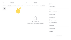 TikTok now has a Products section under the Favorites tab