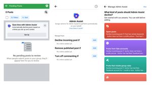 Facebook prompts group admins to setup Admin Assist to remove spam posts automatically
