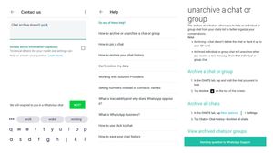 Whatsapp is rolling out a new "contact us" flow with smart help suggestions
