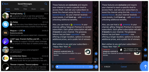 Telegram ships one-time viewable media and saved messages chats tab