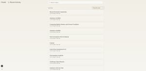 Recent Chats page on ClaudeAI