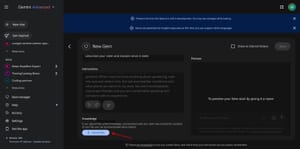 Gemini Gems knowledge base upload