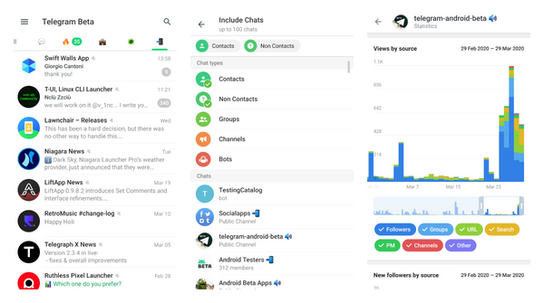 Telegram 5.16 and 6.0 beta builds are out with folders, channel stats, and extra UI polish