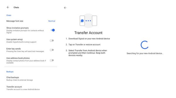 How to transfer Signal messages to a new phone without internet