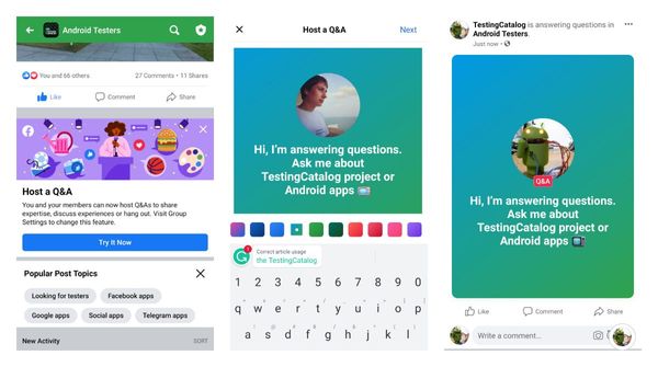Facebook promotes starting Q&A sessions to group admins on Android