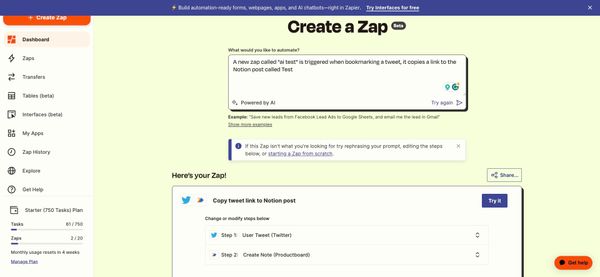 Zapier's AI copilot beta launched to simplify Zap creation with text prompts